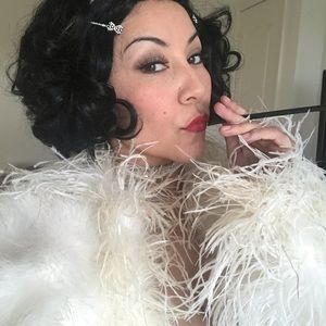 Feather coat for a Halloween 1920 costume